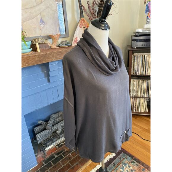 Dairi Art To Wear Cowl Neck Gray Pocket Lagenlook Moroccan Top One Size M L XL - Picture 3 of 12